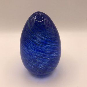 Vintage Thames Art Glass Paperweight Cobalt Blue Easter Egg Hand Blown Solid